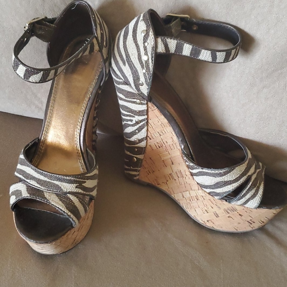 Bakers Zebra print platform wedges